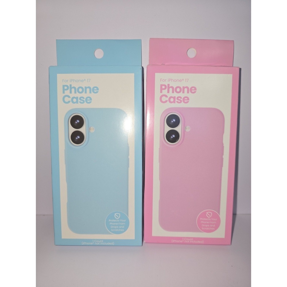 2 Iphone 17 Phone Cases Pink Blue Silicone Slim Durable TPU Wireless Charge s15